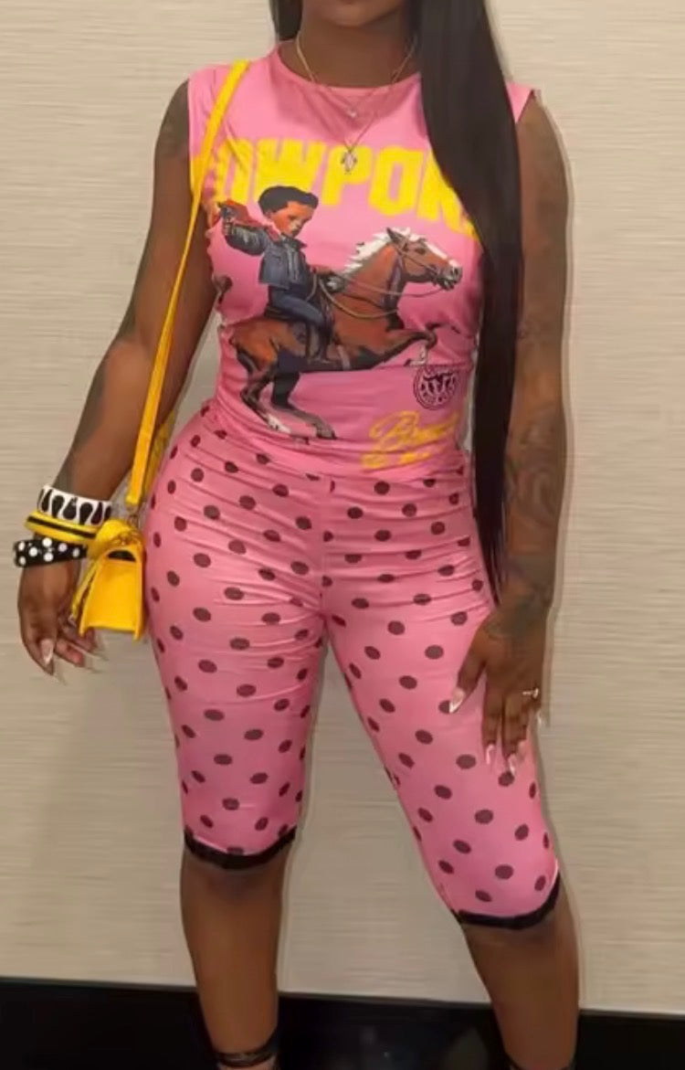 2 piece cowboy polka dot