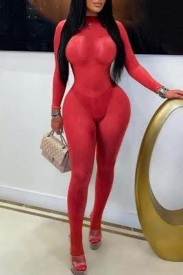 Red one piece set with under garments